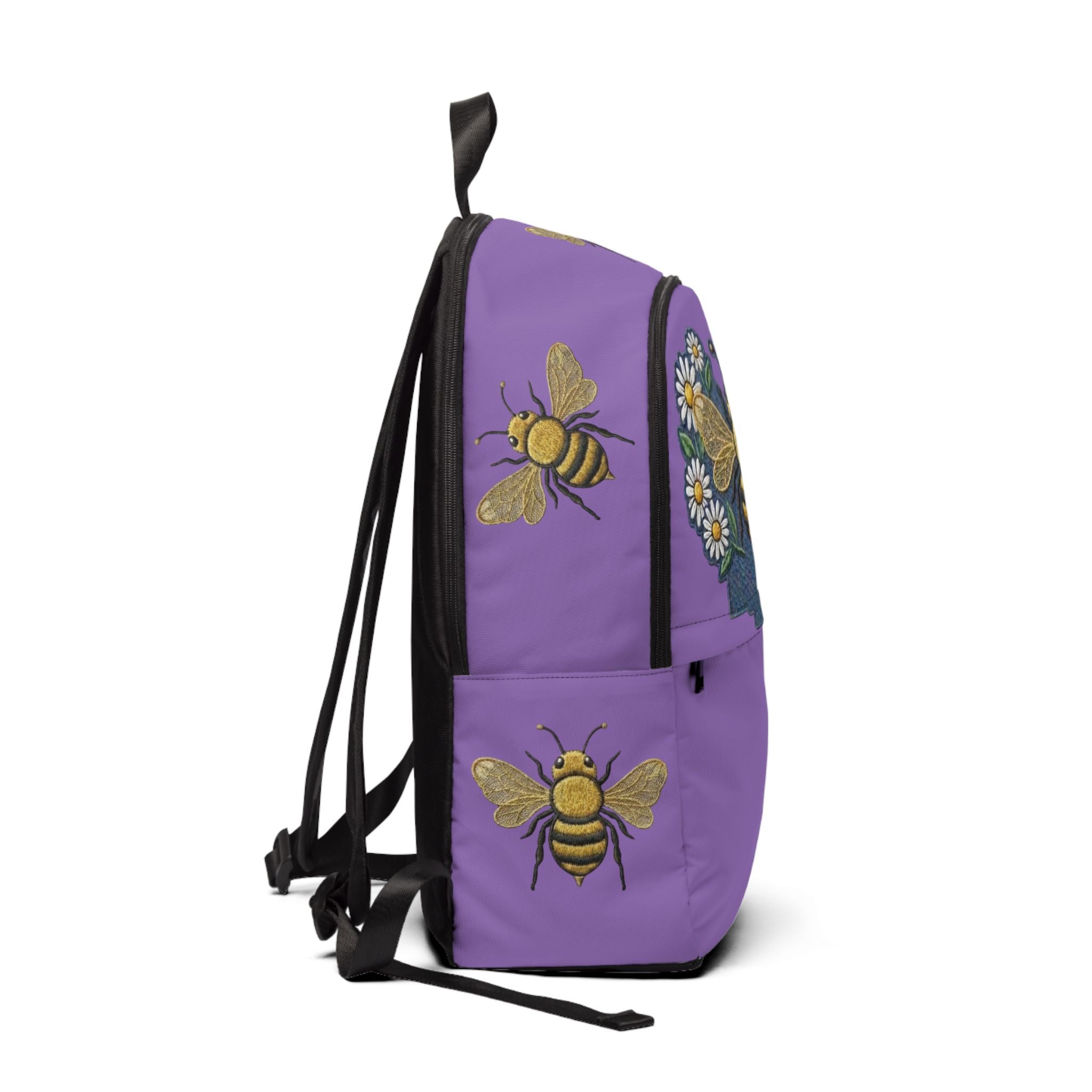 Bee Floral Backpack — Purple Daisy Garden School Bag