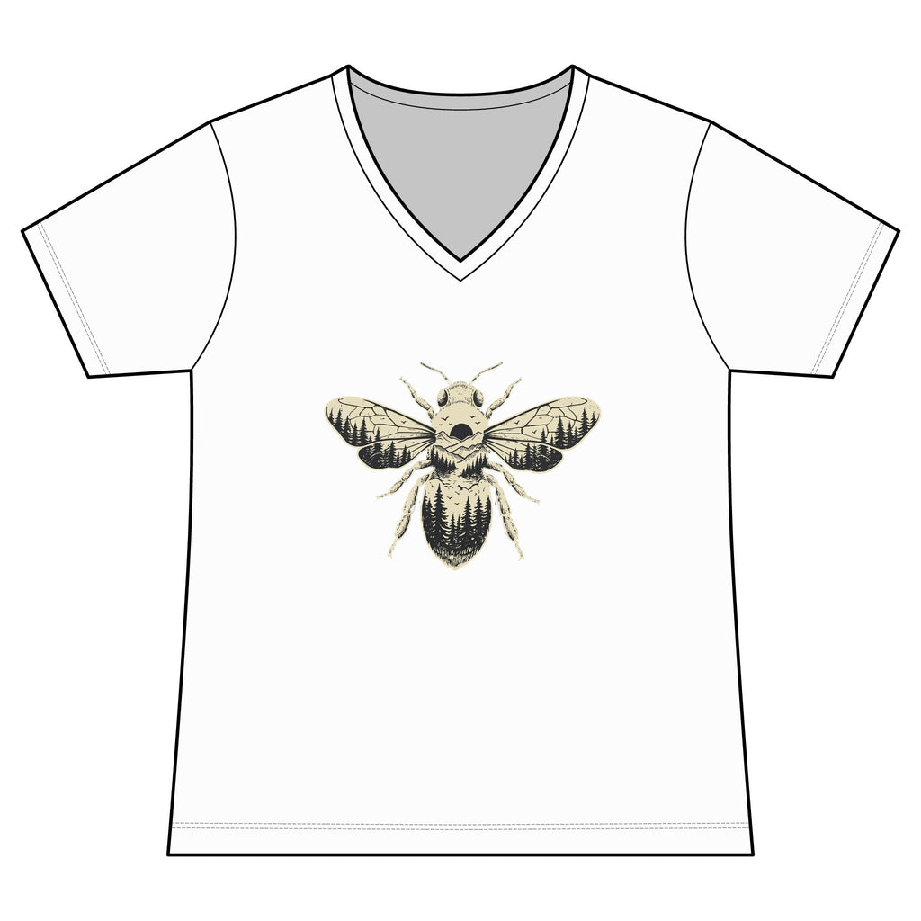 Bee Illustration V-Neck Tee — Vintage Bee Graphic Women's T-Shirt