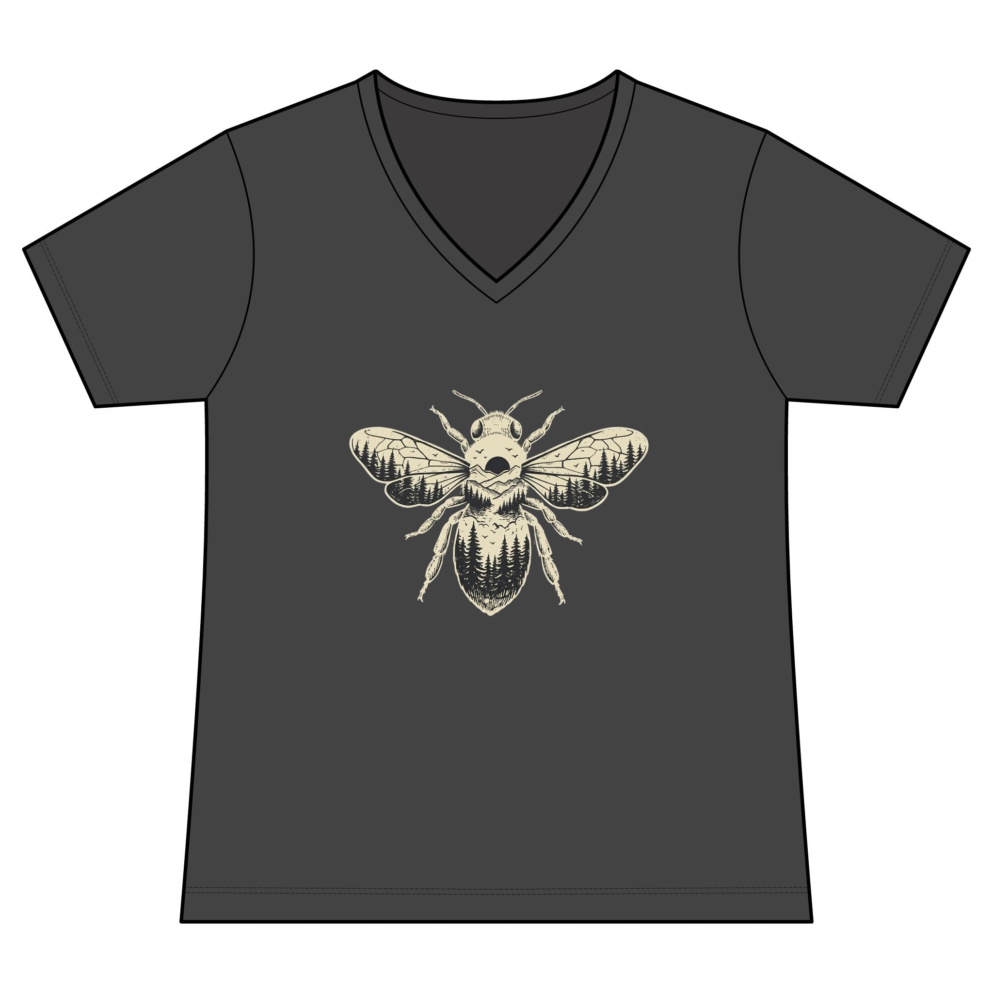 Bee Illustration V-Neck Tee — Vintage Bee Graphic Women's T-Shirt