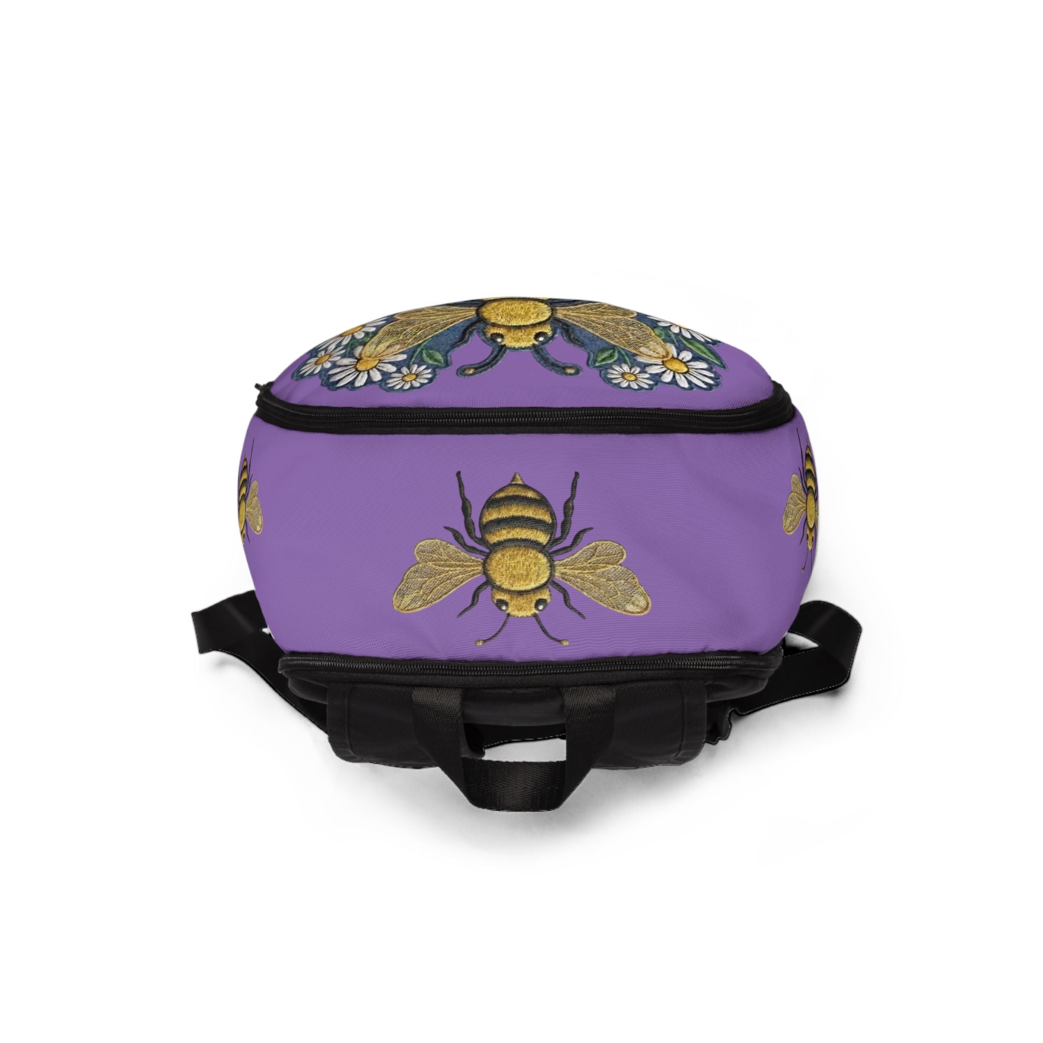 Bee Floral Backpack — Purple Daisy Garden School Bag