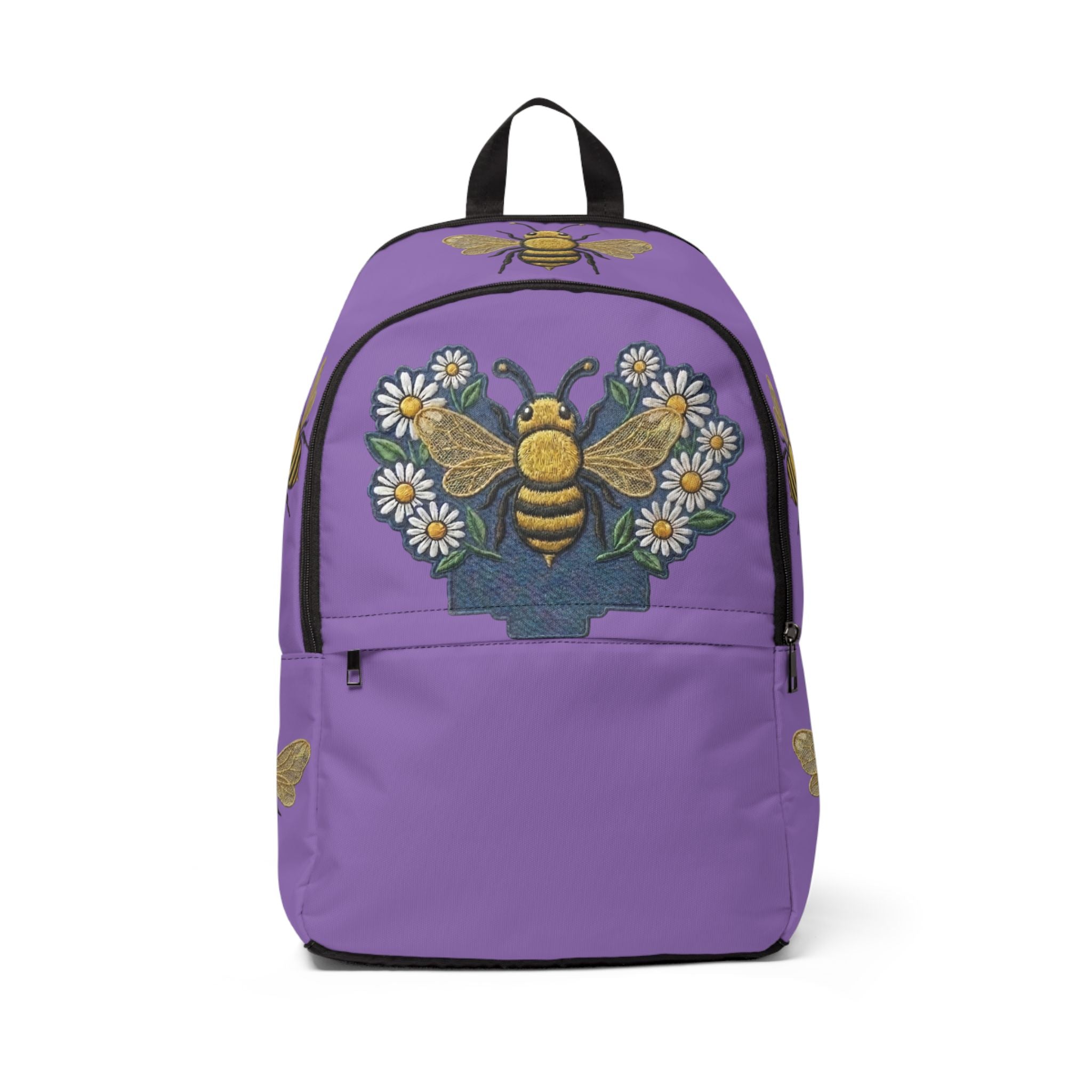 Bee Floral Backpack — Purple Daisy Garden School Bag