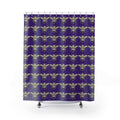 Bee Pattern Shower Curtain — Blue Honeybee Bathroom Decor